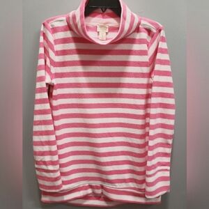 Telluride Clothing Co. Bright Pink and Ivory Stripe Plush Cowl Top, Small